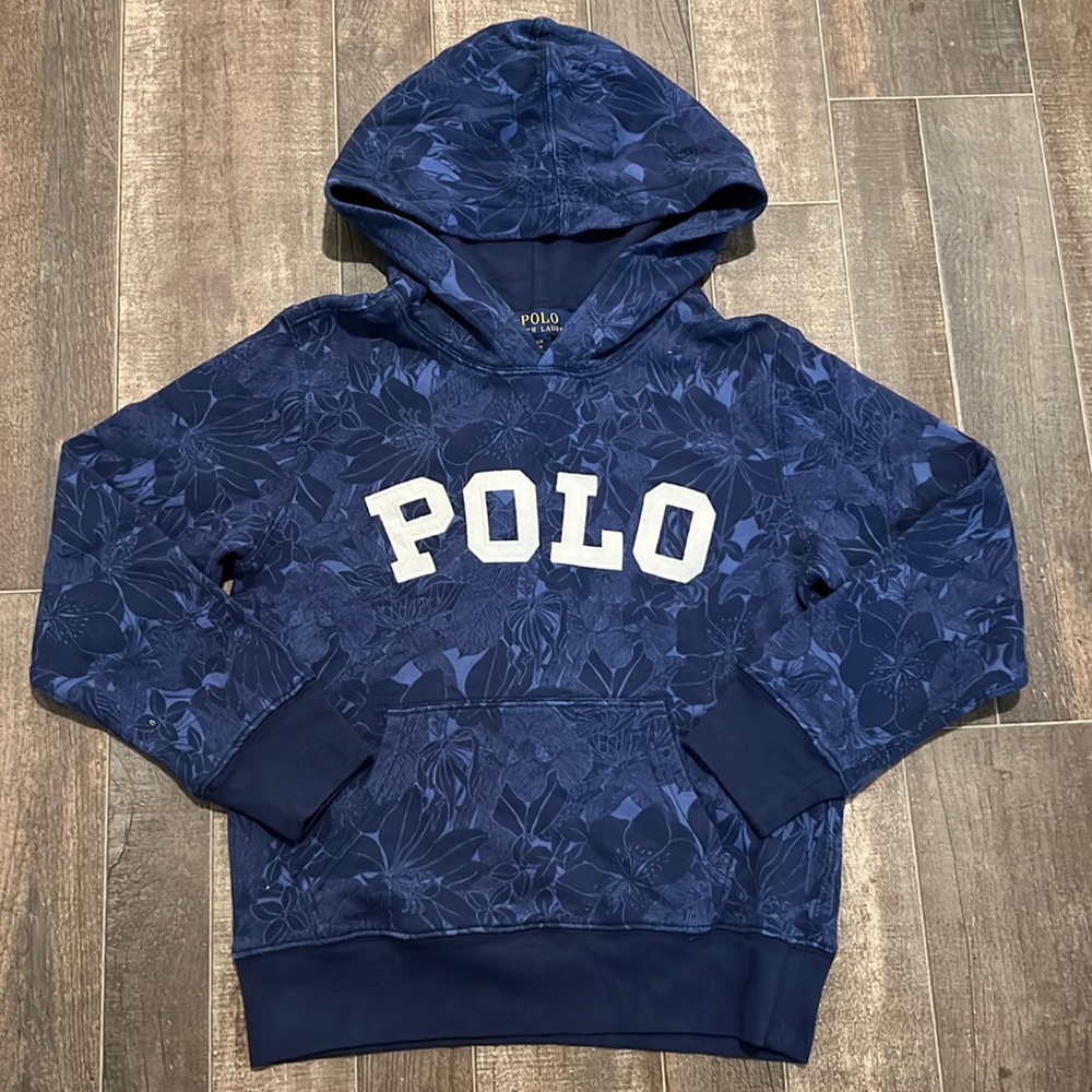 Polo Ralph Lauren Blue Floral Print Kids Boys Girls Hoodie Pullover NEW